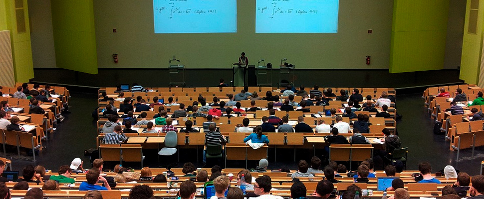 Students in the middle of a conference at the university 