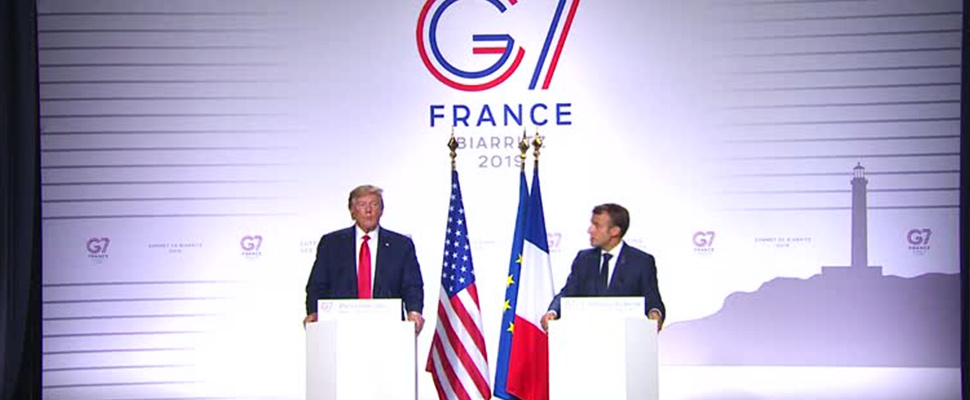 U.S President Donald Trump and French President Emmanuel Macron holding joint closing news conference