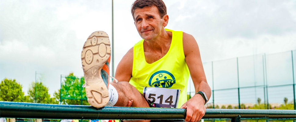 Man stretching in the training park