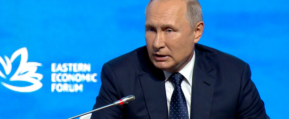 The president of Russia, Vladimir Putin, in the Eastern Economic Forum.