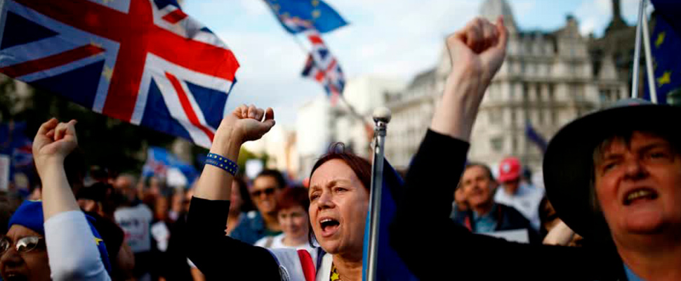 Protesters during a march through Brexit