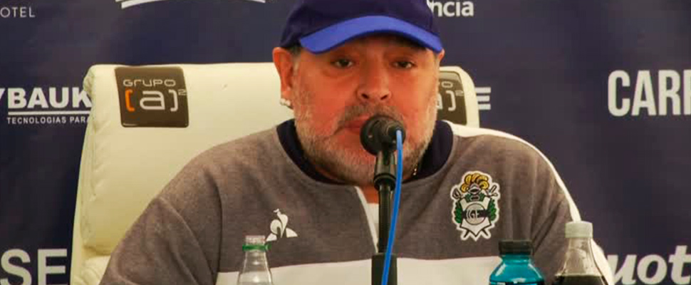 Diego Maradona, during a press conference after the Gymnastics match.