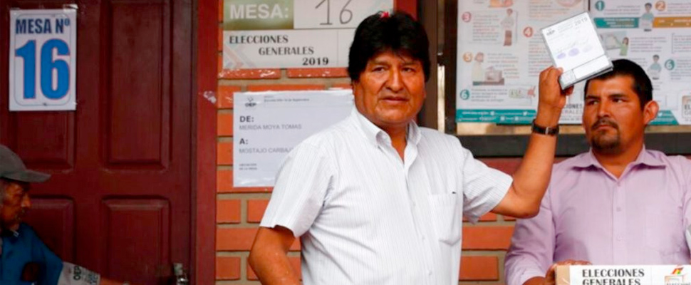 Evo Morales during election day.