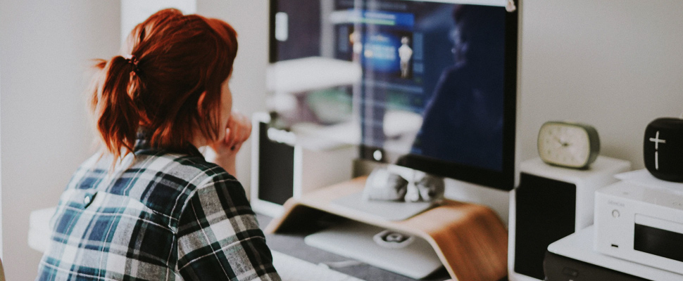 Woman browsing on the internet.