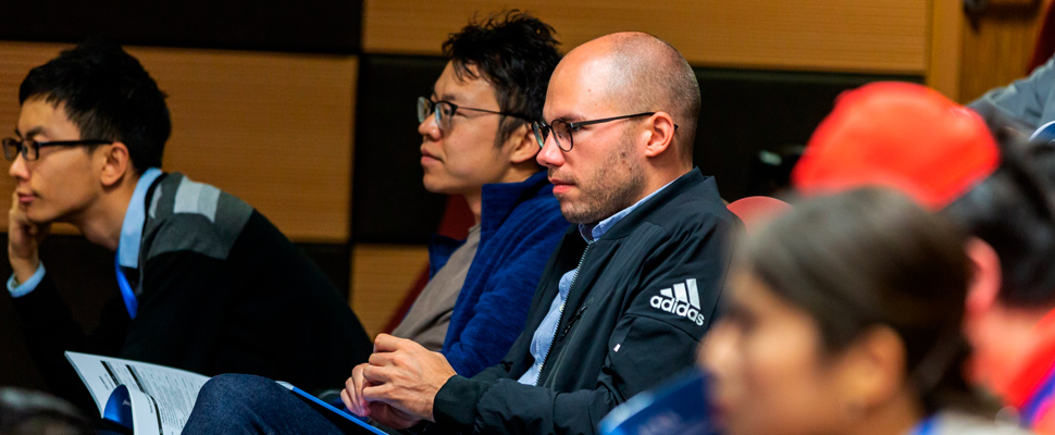 Students attending a university class.