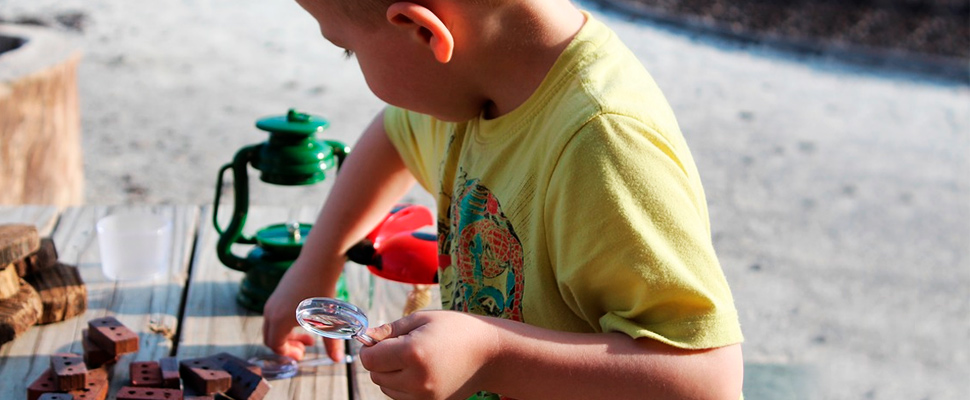 Boy doing experiments.