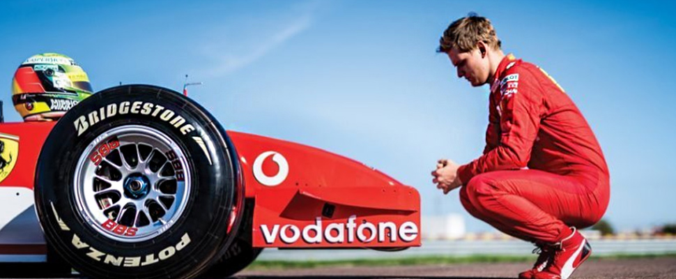 Mick Schumacher and his racing car.