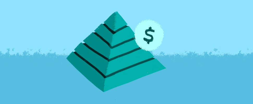 Illustration of a pyramid and the peso sign.