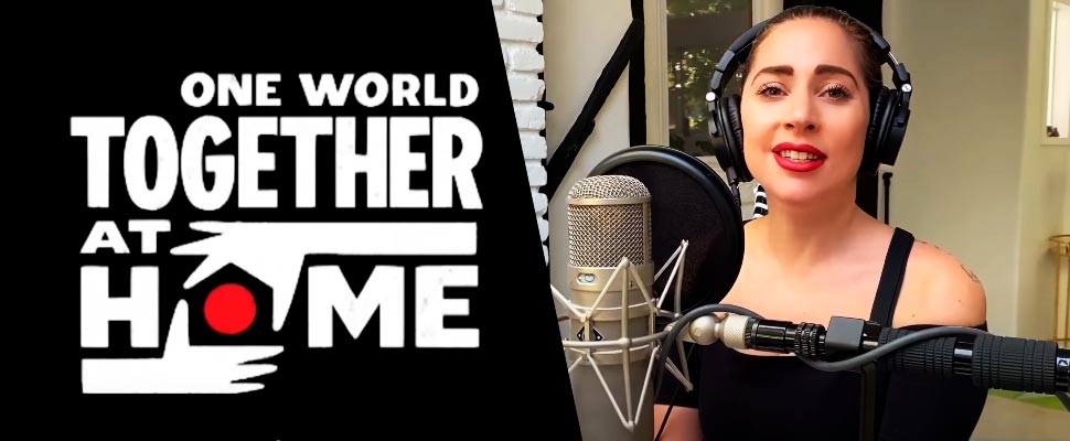 Logo for 'One World: Together at Home' and Lady Gaga.