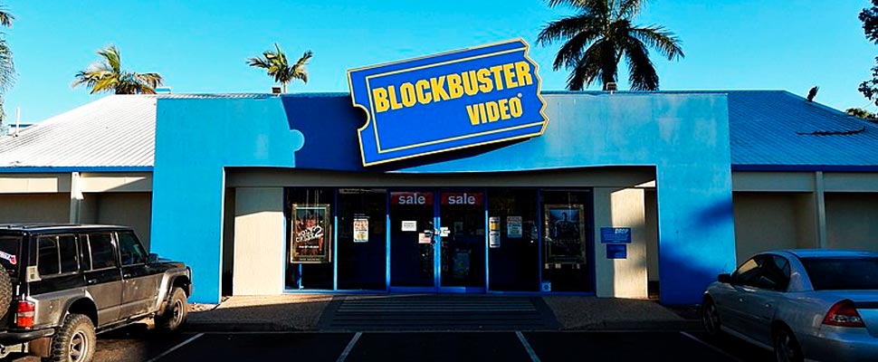 Entrance to the local Blockbuster video store.