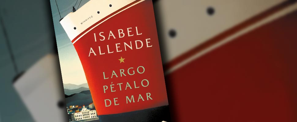 Cover of the book 'Largo Pétalo de Mar' by Isabel Allende.