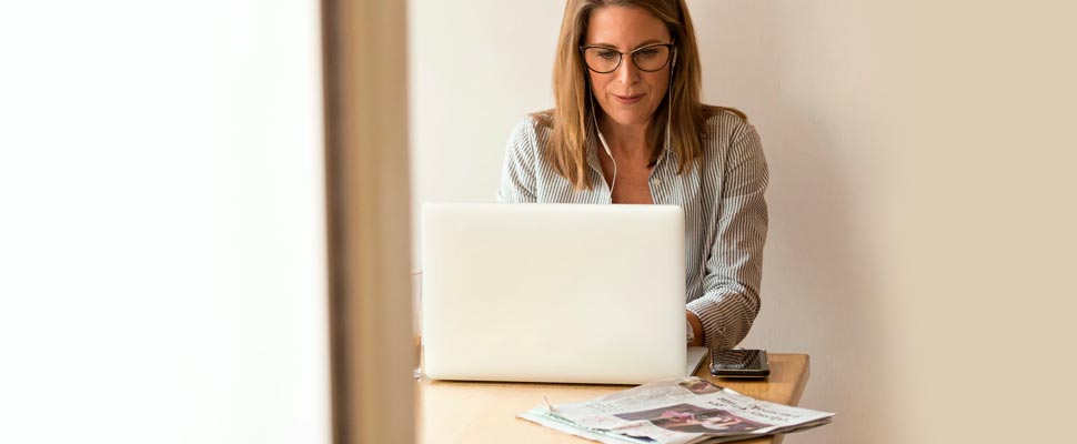 Woman using a laptop