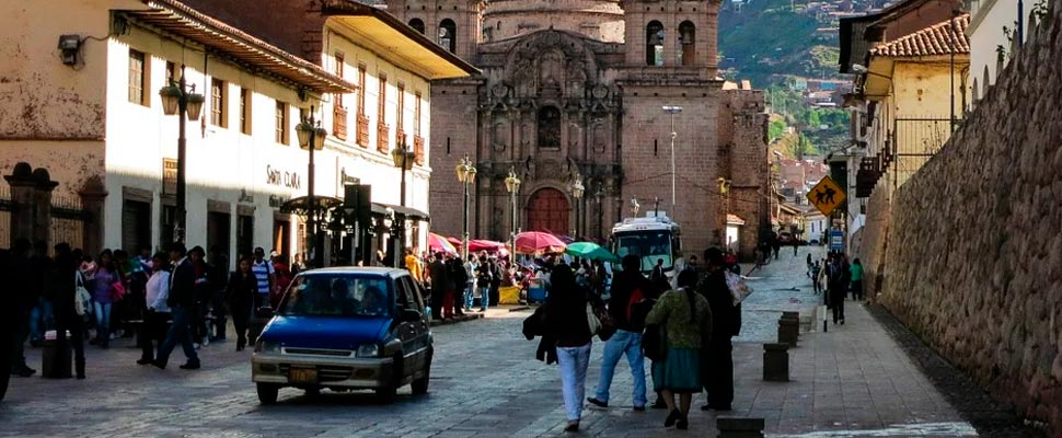 People walking through the streets of Lima, Peru