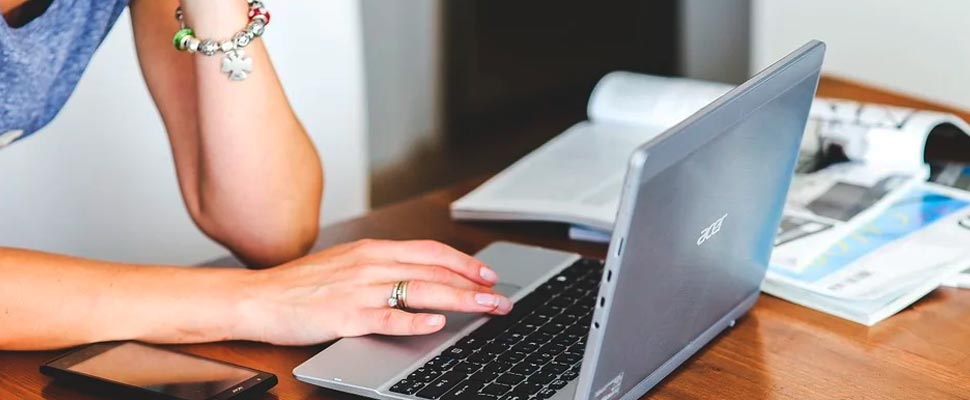 Woman using a laptop