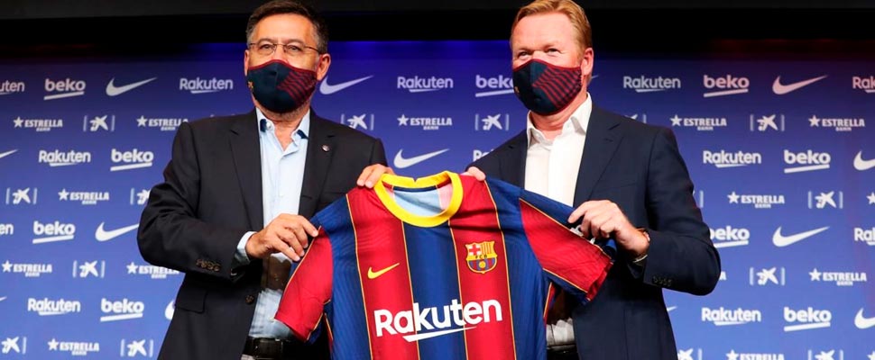 Ronald Koeman with Joseph Bartomeu