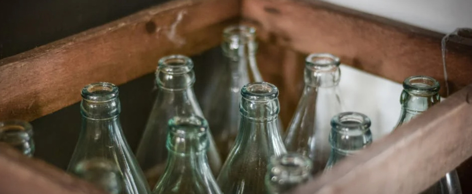 Glass bottles in a box