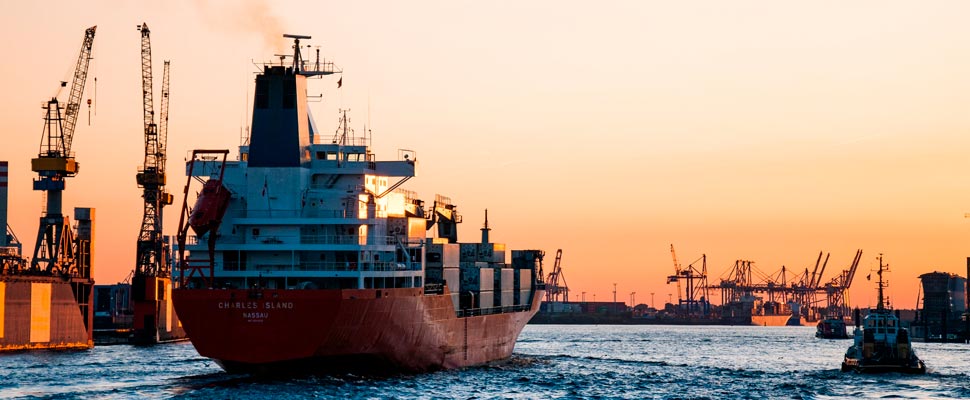 Ship in a cargo port