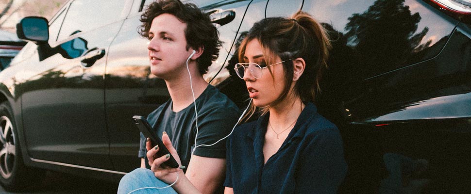 Couple listening to music