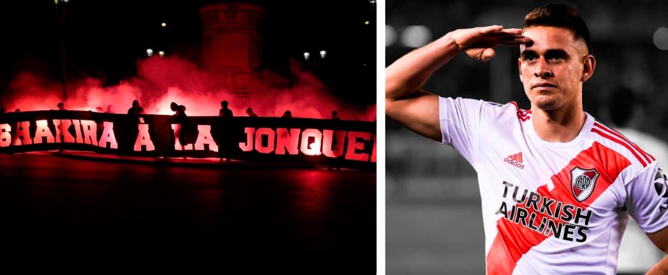 Banner against Shakira and Rafael Santos Borré