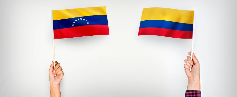 Bandera de Venezuela y Bandera de Colombia