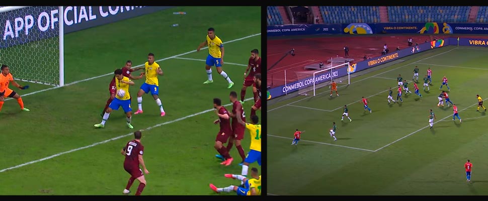 Images of the matches of Brazil vs. Venezuela and Paraguay vs. Bolivia