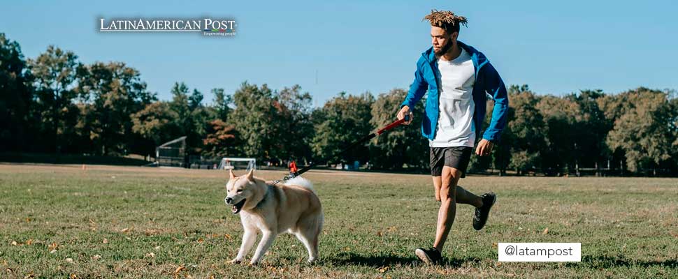 Man jogging with his dog