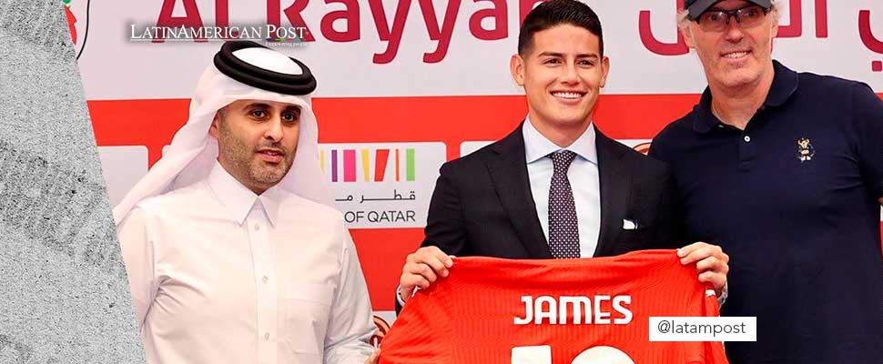 James Rodríguez on his arrival at the Al Rayyan club