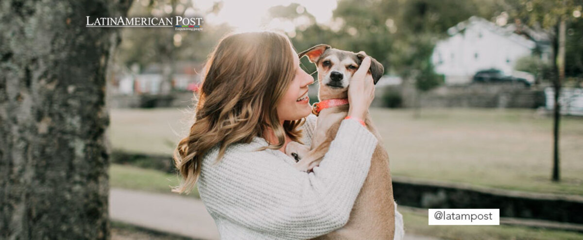 Woman lifting a dog