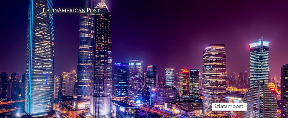 Aerial view of a city at night