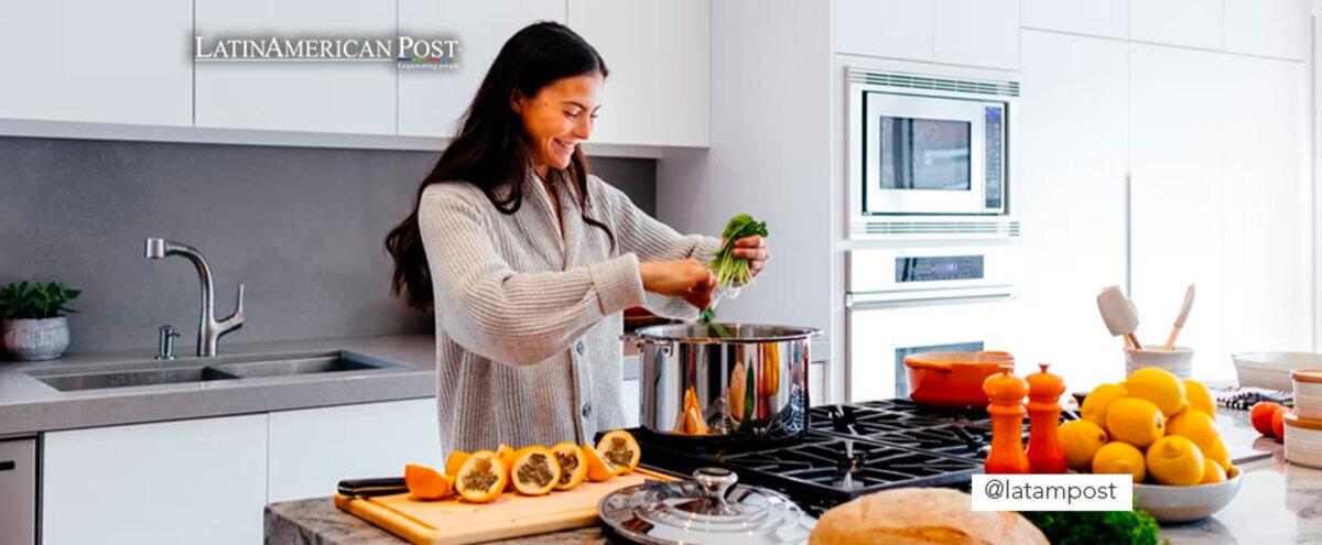 Woman smiling while cooking