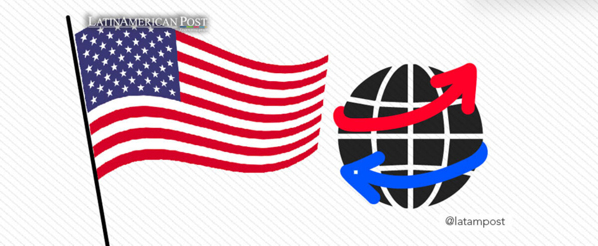 USA and vector flag with two way arrows