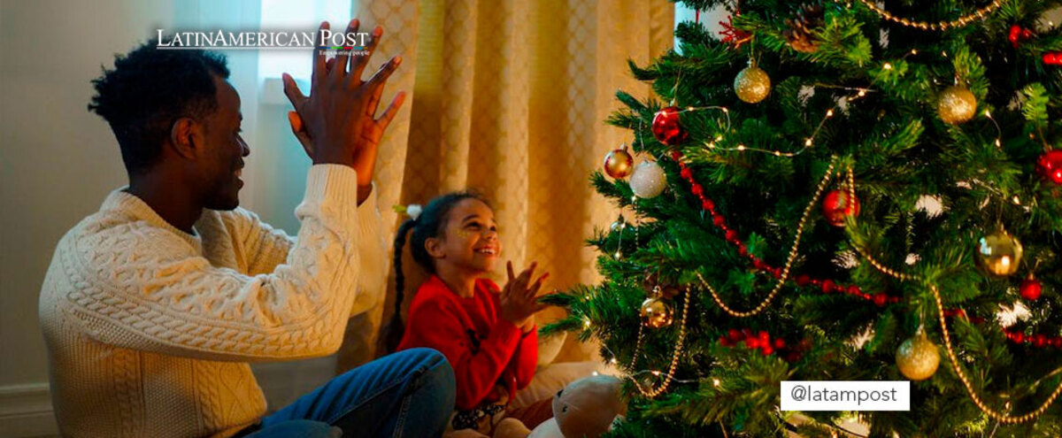 Family at the Christmas tree