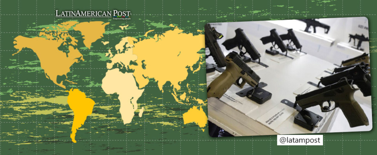 World map and weapons photography