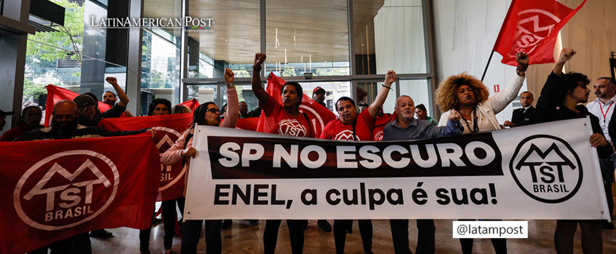 Protests in Sao Paulo at the headquarters of the Enel company