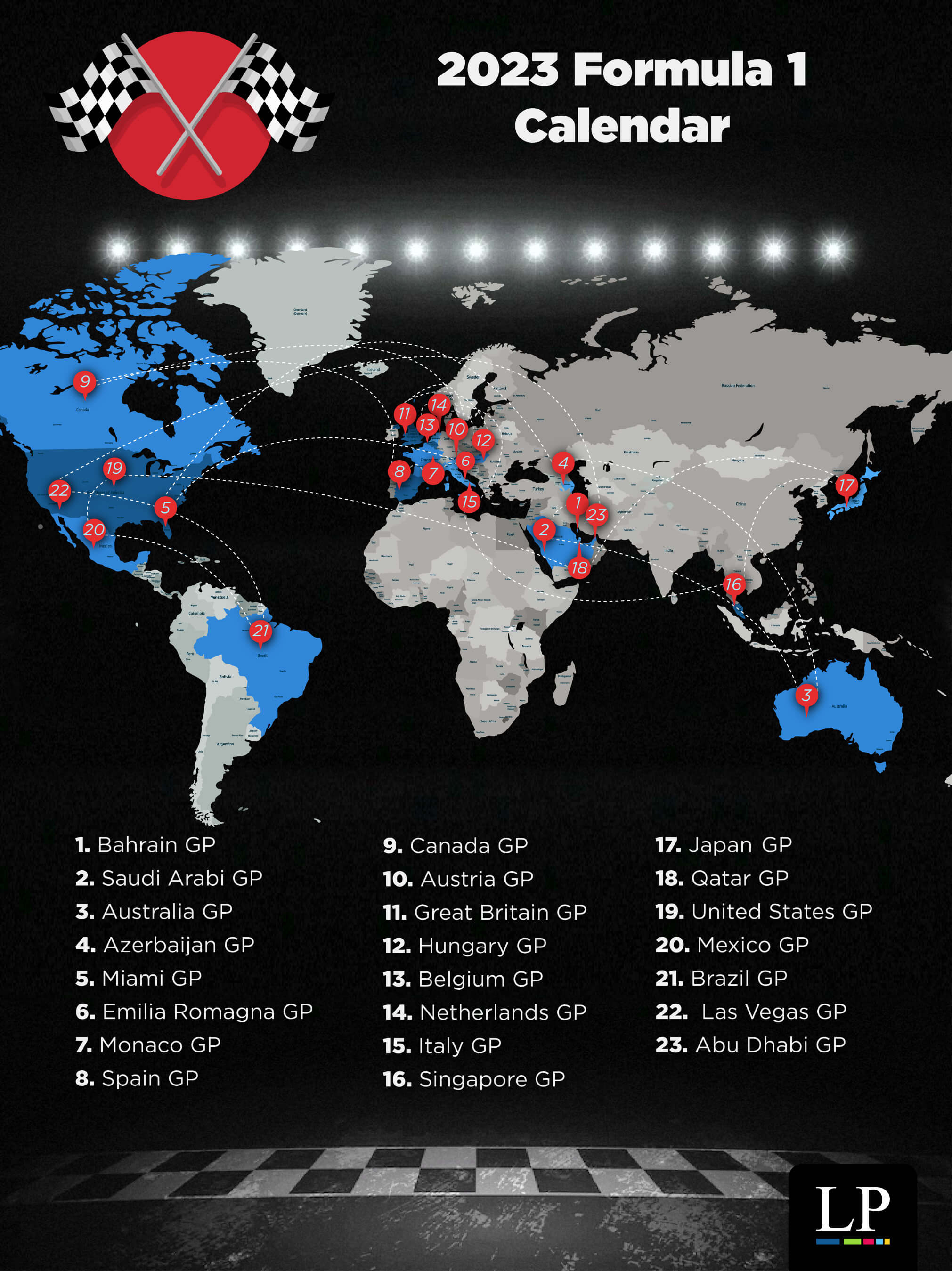 F1: Calendario del Campeonato Mundial 2023 (1) infographic