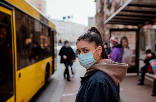 woman using a mask