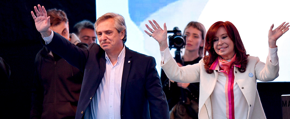 Presidential candidate Alberto Fernandez and his running mate, former President Cristina Fernandez