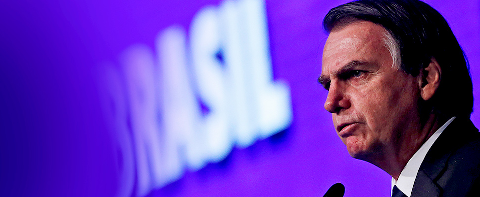 Brazil's President Jair Bolsonaro speaks during opening ceremony of the 22th conference of the march in defense of the municipalities in Brasilia, Brazil