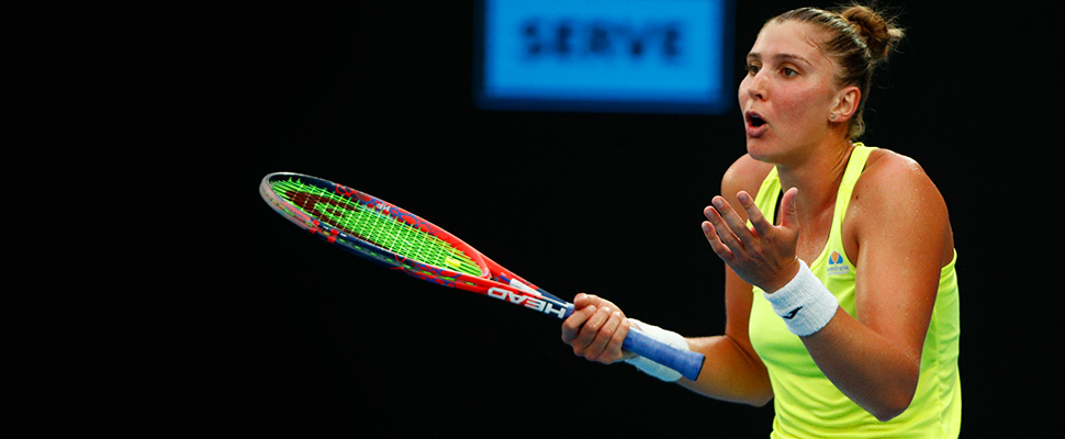 Brazil’s Beatriz Haddad Maia reacts during the match against Germany’s Angelique Kerber.